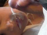 geilblasen - fettes Facial, vollgepritztes gesicht